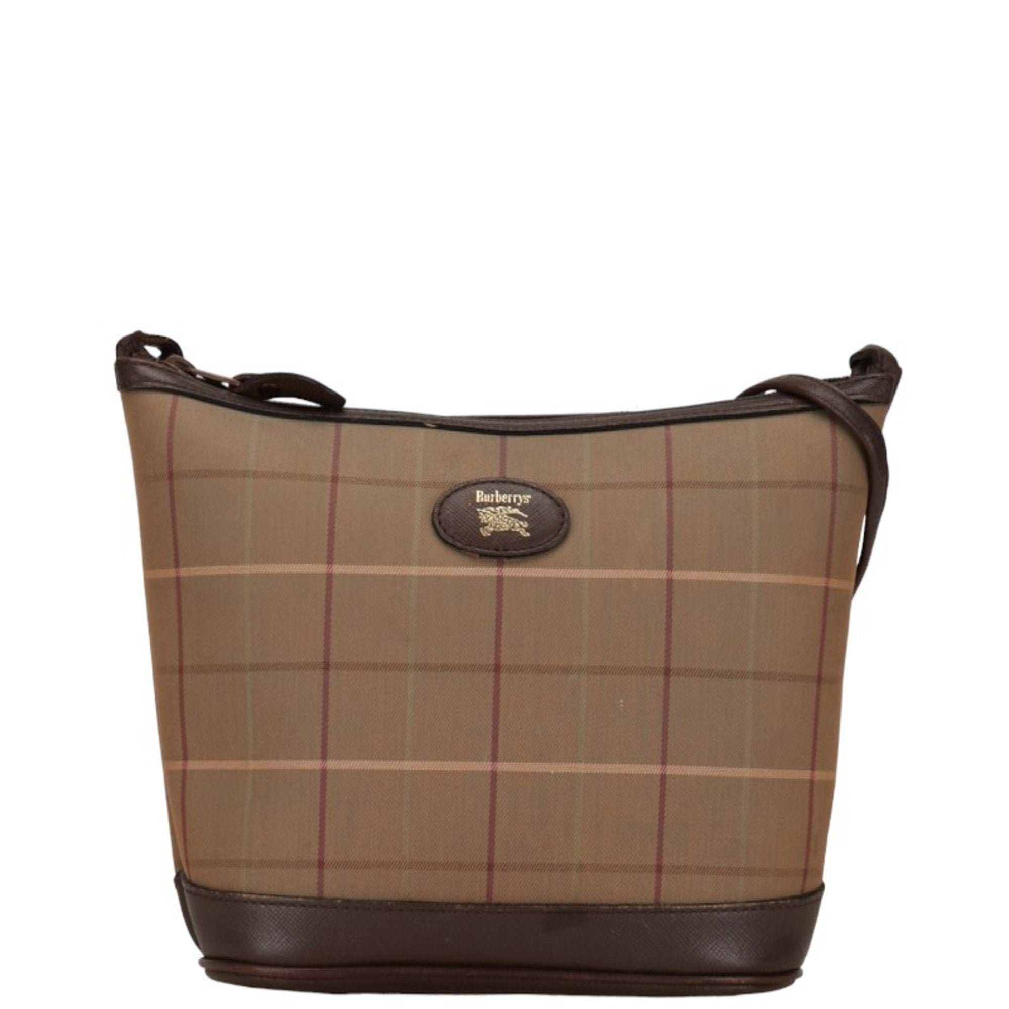 Burberry Check Link Brown Canvas Shoulder Bag