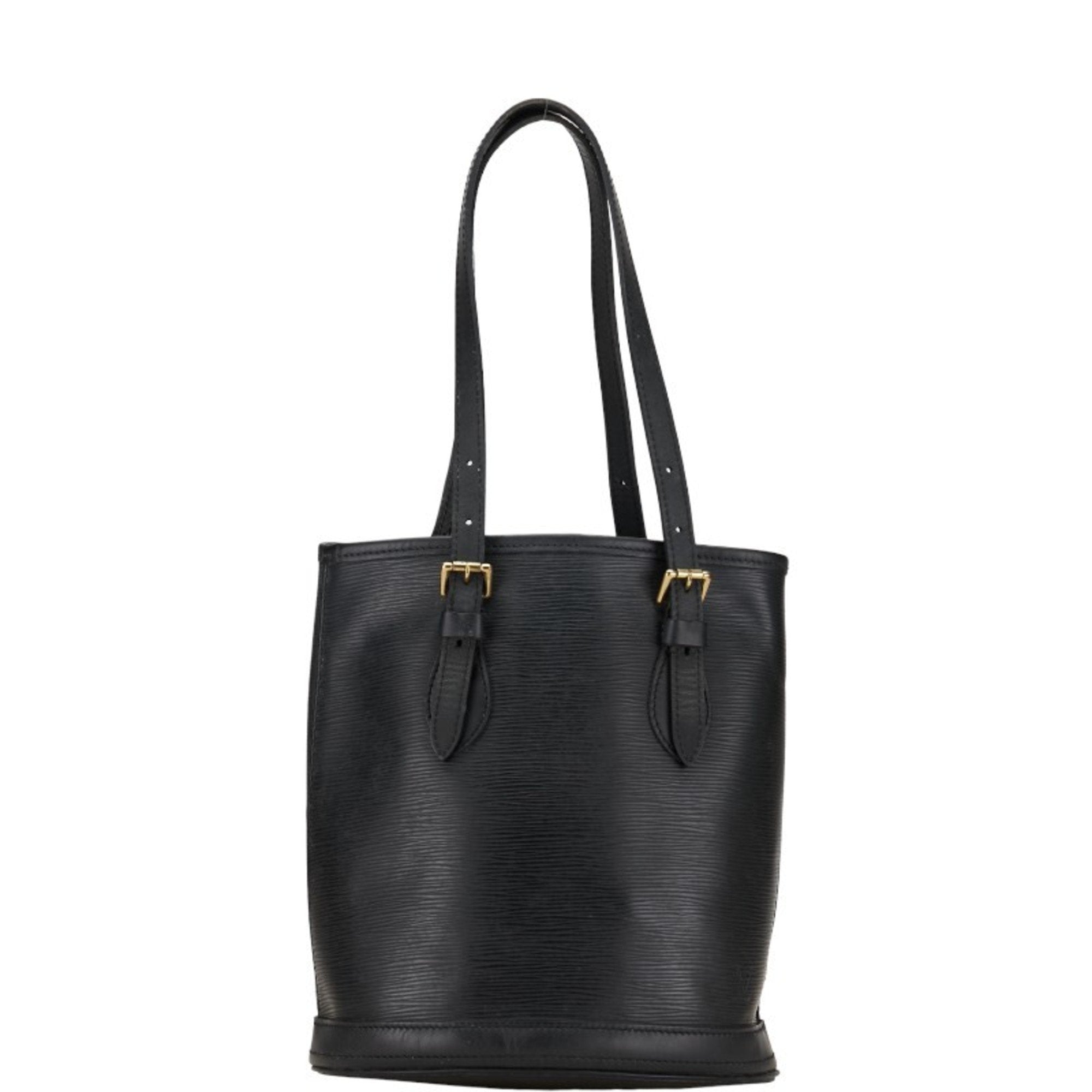 Louis Vuitton Bucket Black Leather Tote Bag