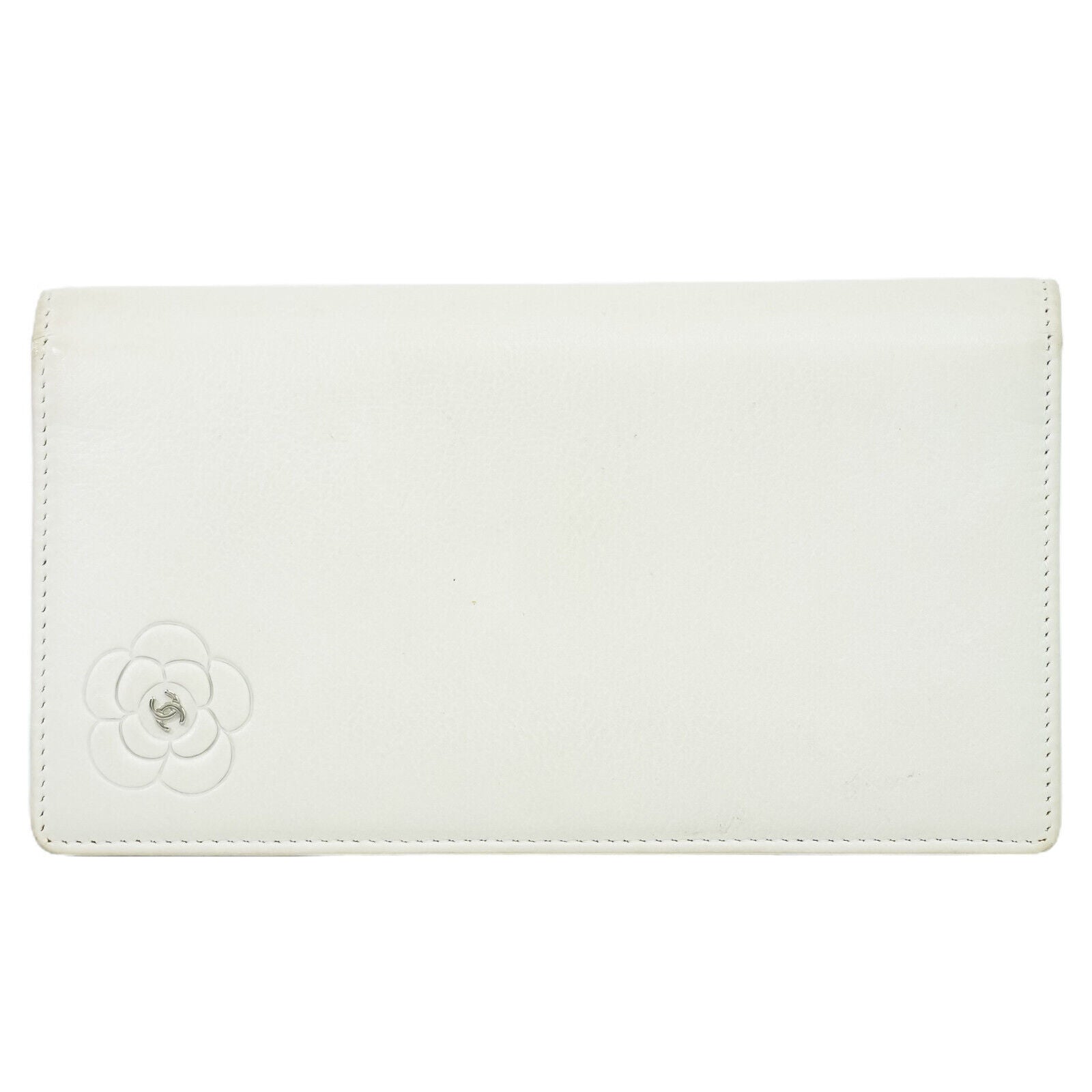 Chanel Camellia White Leather Wallet 