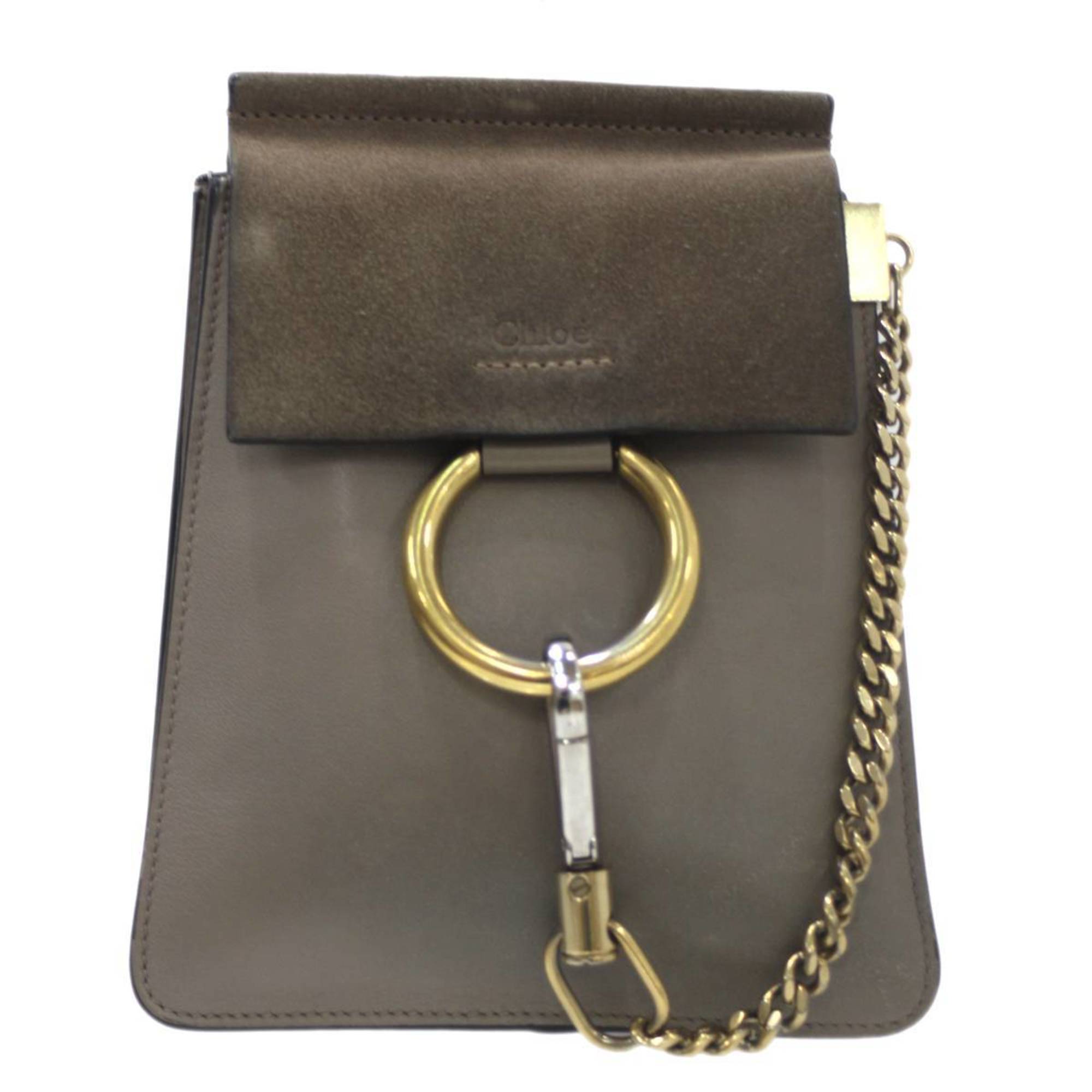 Chloé Faye Khaki Leather Shoulder Bag