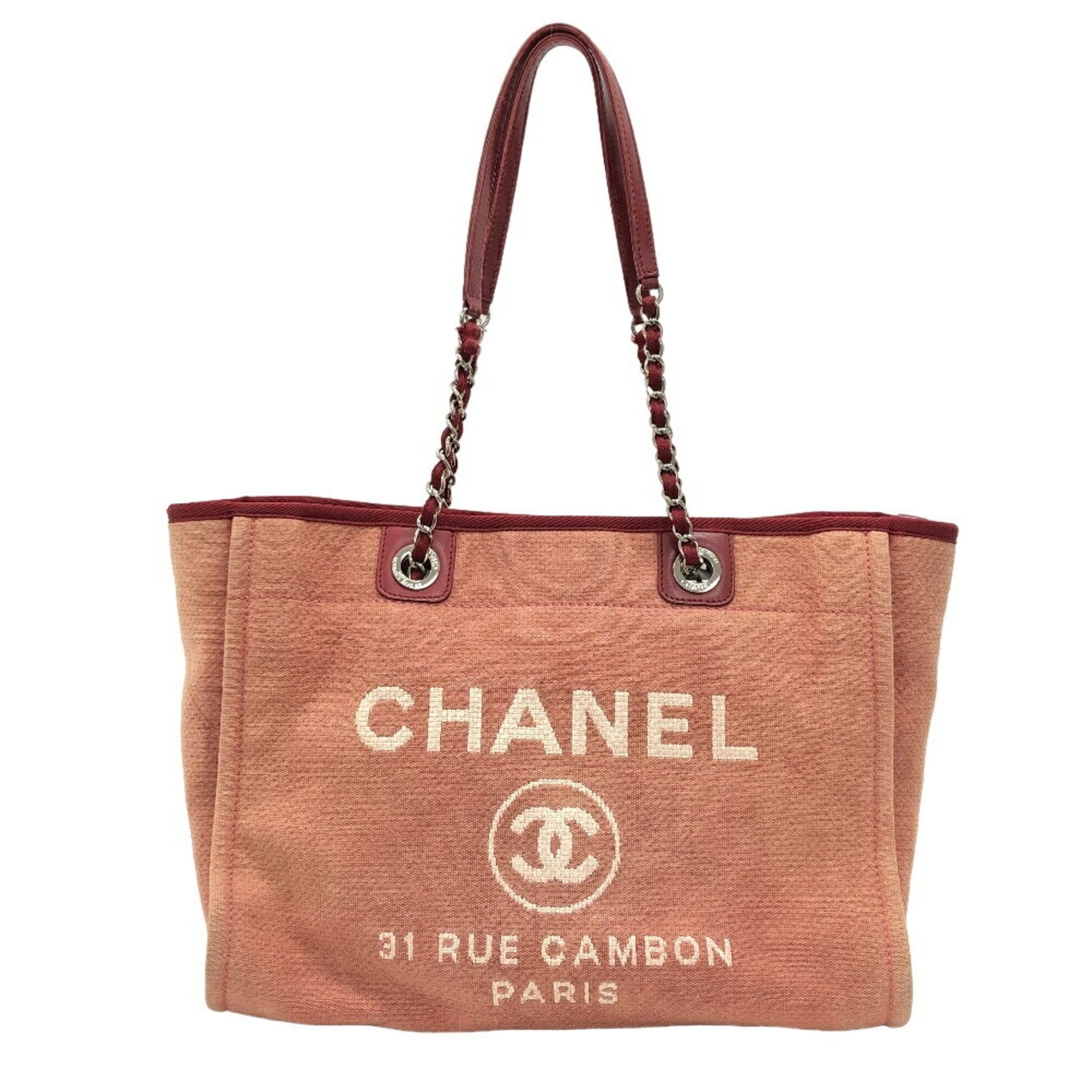 Chanel Deauville Red Canvas Tote Bag