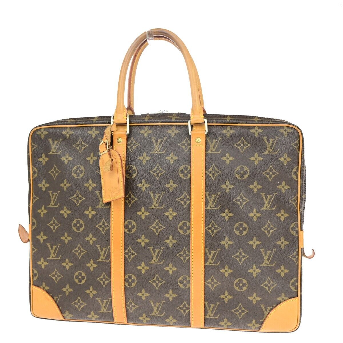 Louis Vuitton Porte Documents Voyage Brown Canvas Handbag 