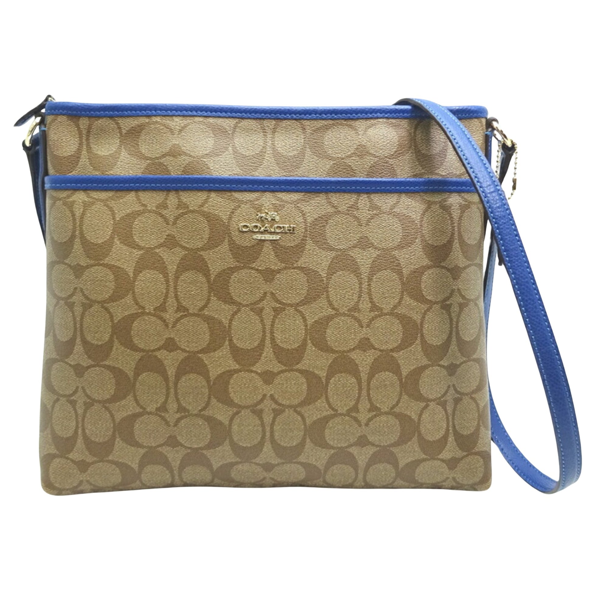 Coach Signature Beige Leather Shopper Bag