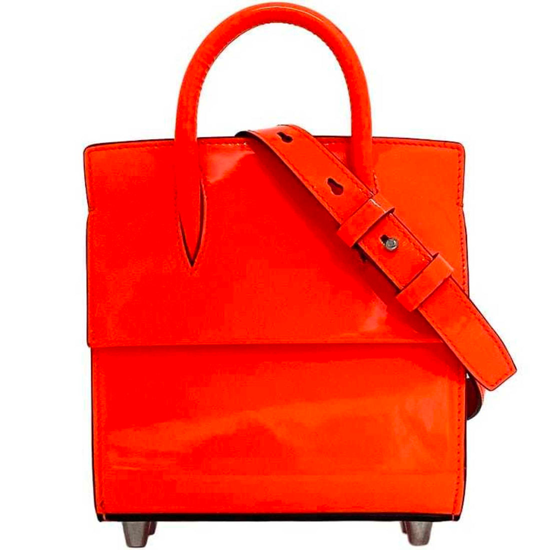 Christian Louboutin Paloma Orange Patent Leather Shoulder Bag