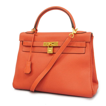 Hermès Kelly 32 Orange Leather Handbag 