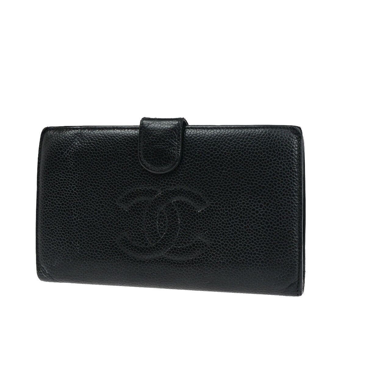 Chanel Logo CC Black Leather Wallet 