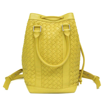 Bottega Veneta Intrecciato Yellow Leather Backpack Bag