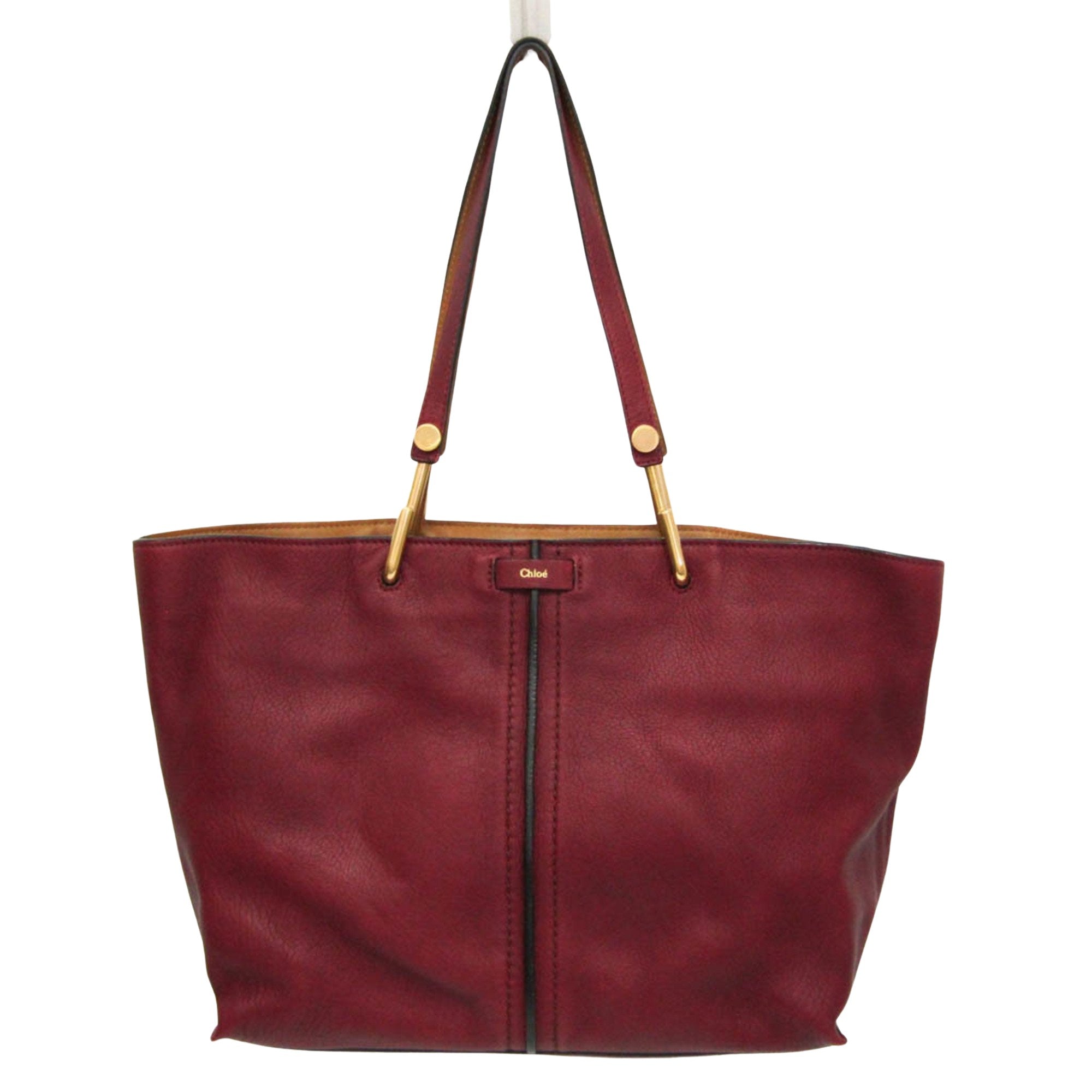 Chloé Burgundy Leather Tote Bag