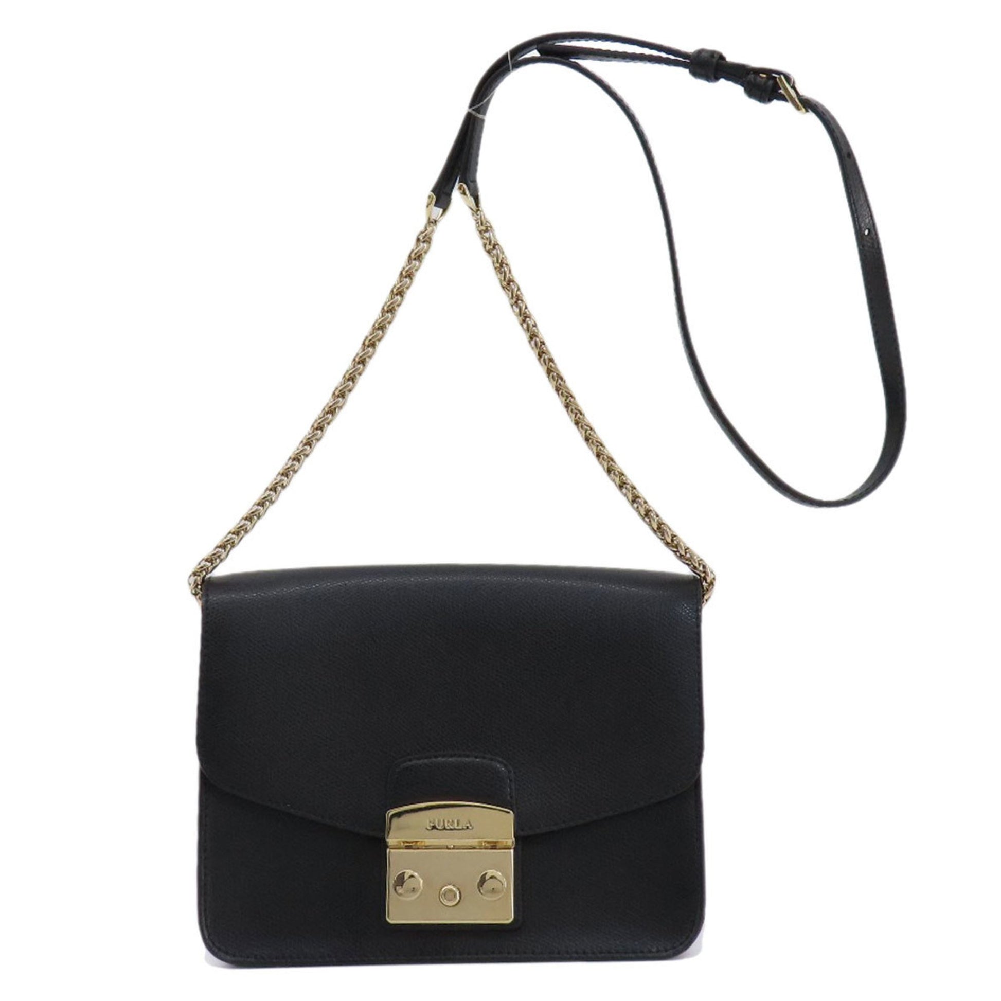 Furla Metropolis Black Canvas Shoulder Bag