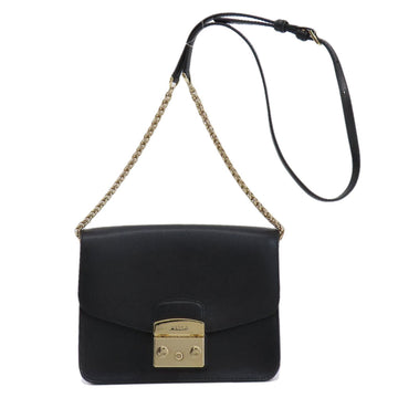 Furla Metropolis Black Canvas Shoulder Bag