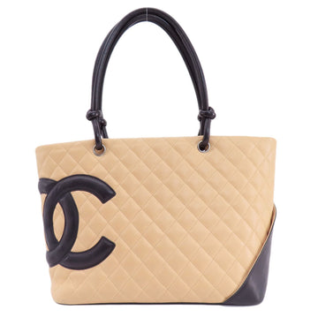 Chanel Cambon line Black Pony-Style Calfskin Tote Bag