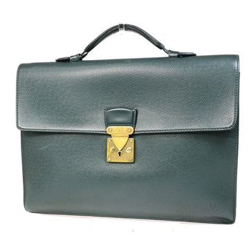 Louis Vuitton Serviette kourad Green Leather Briefcase Bag