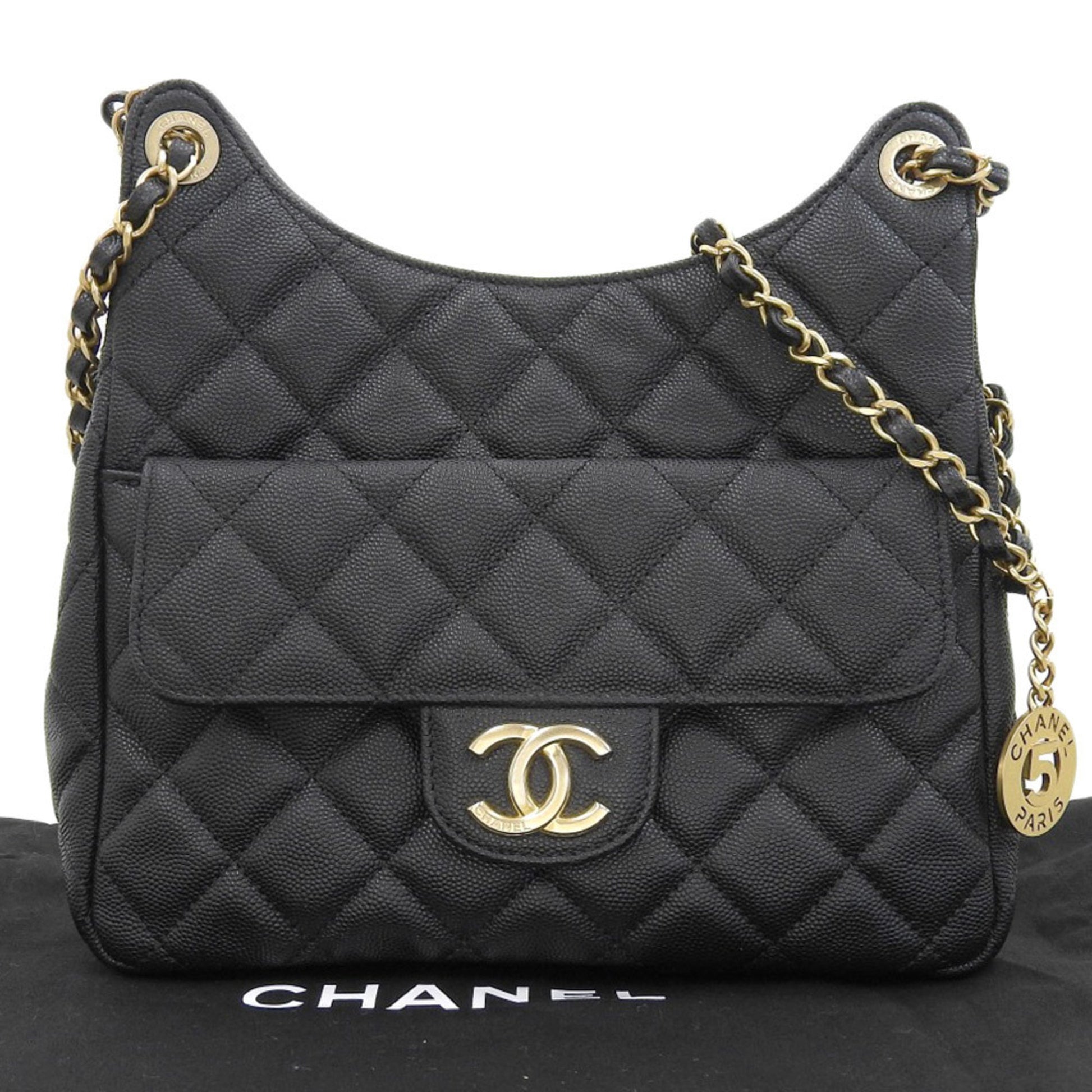 Chanel Hobo Black Leather Shoulder Bag