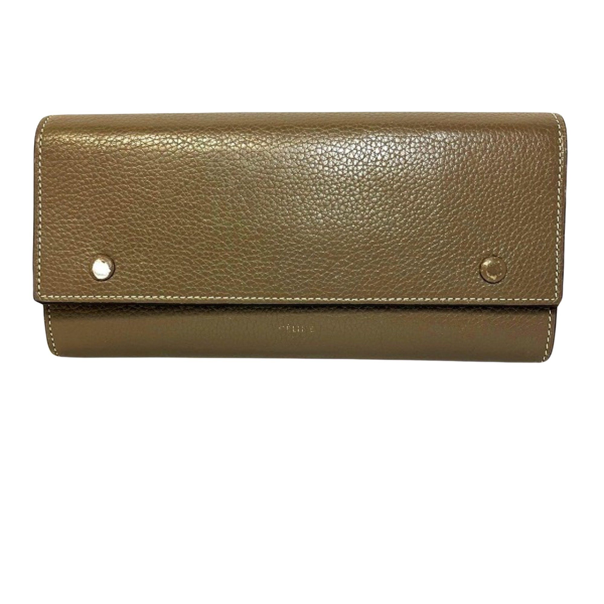 Céline Large Flap Wallet Grey Leather Wallet 