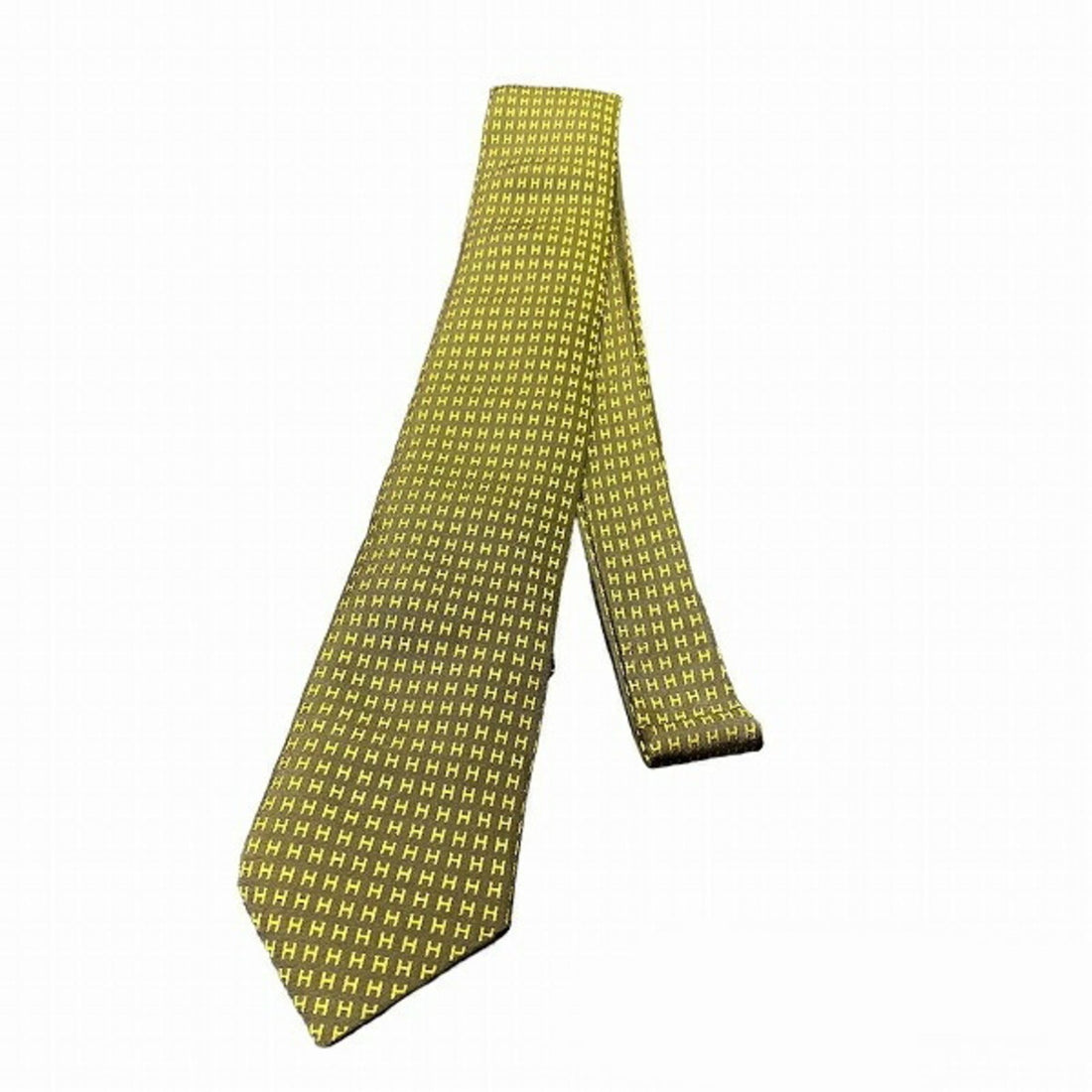 Hermès H Khaki Silk Tie 