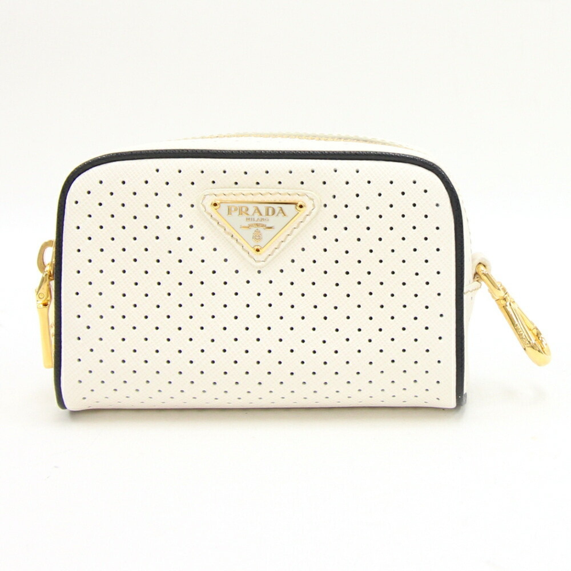 Prada Saffiano White Leather Clutch Bag