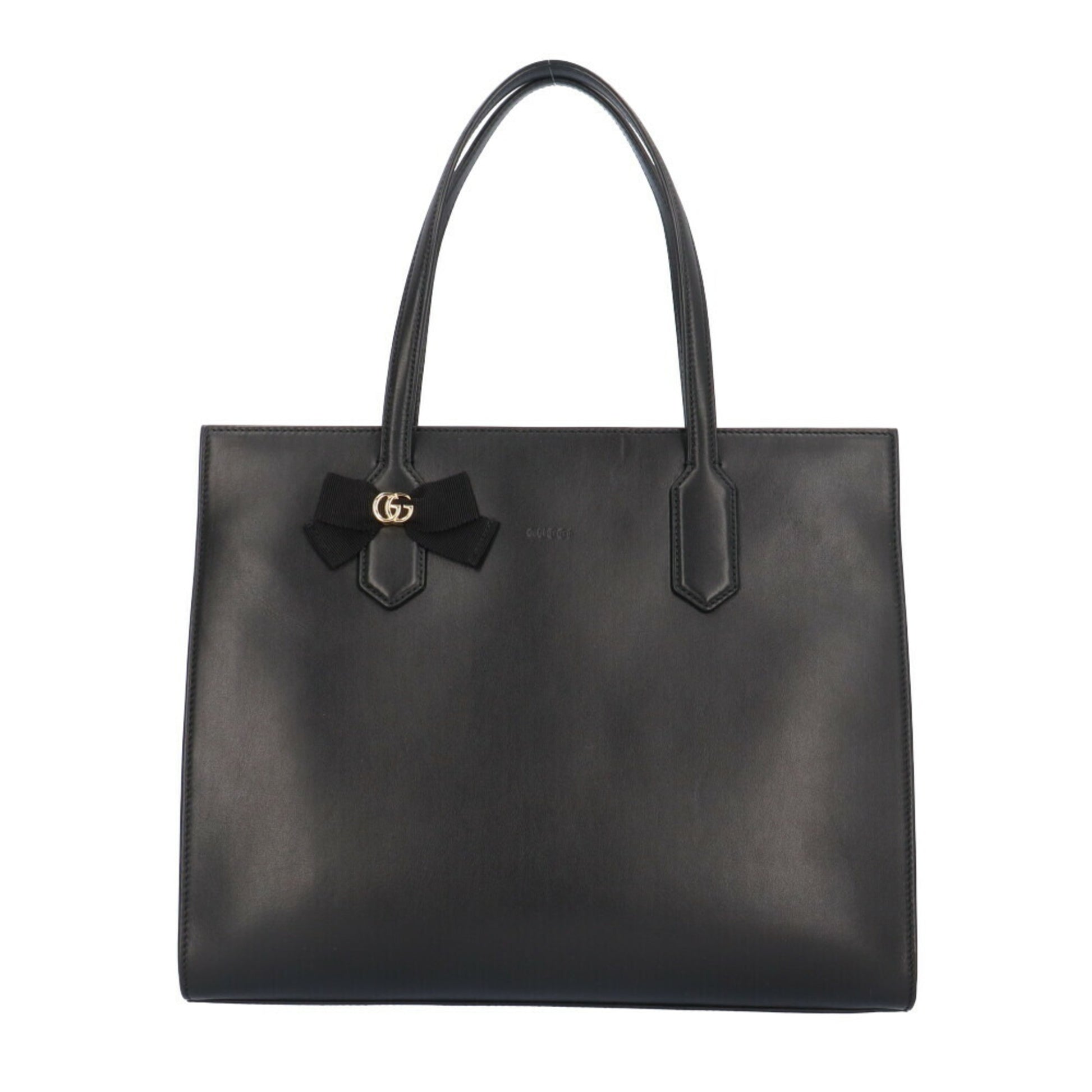 Gucci GG Ribbon Black Leather Tote Bag