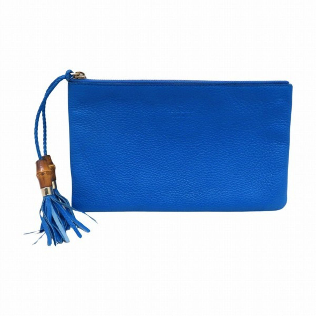 Gucci Bamboo Blue Pony-Style Calfskin Clutch Bag