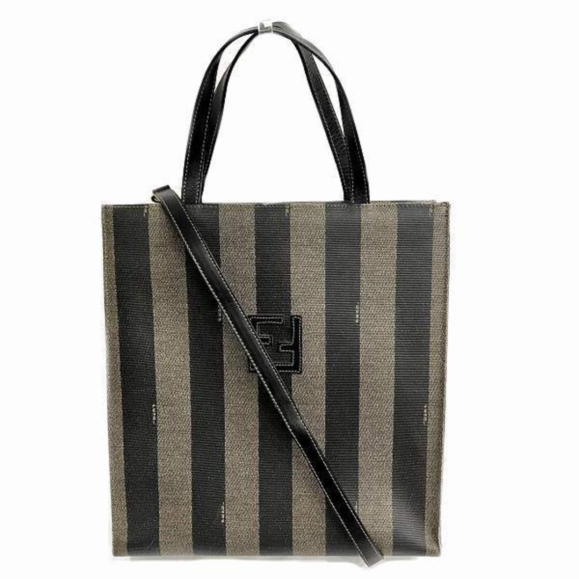 Fendi Pequin Brown Canvas Tote Bag