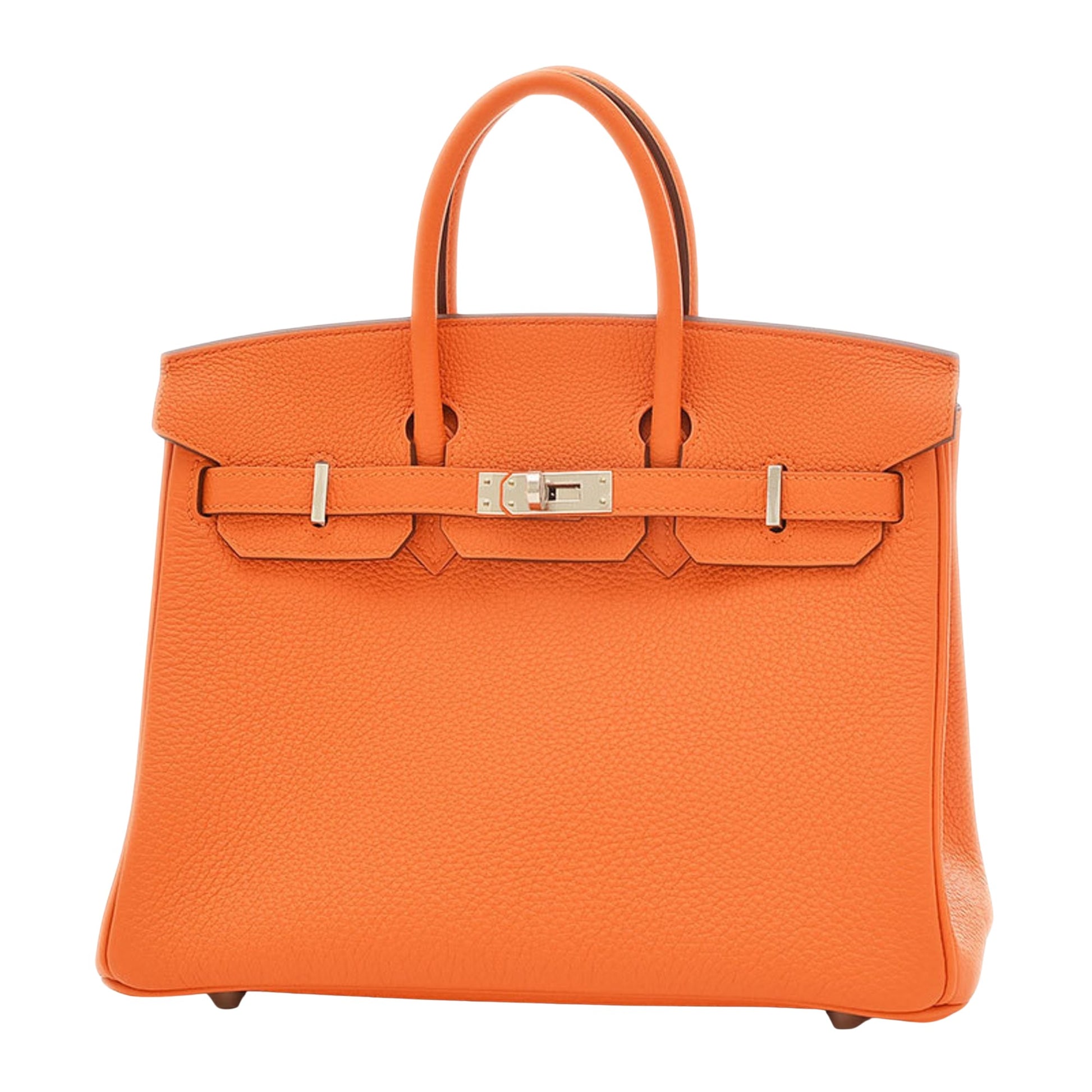 Hermès Birkin 25 Orange Leather Handbag 