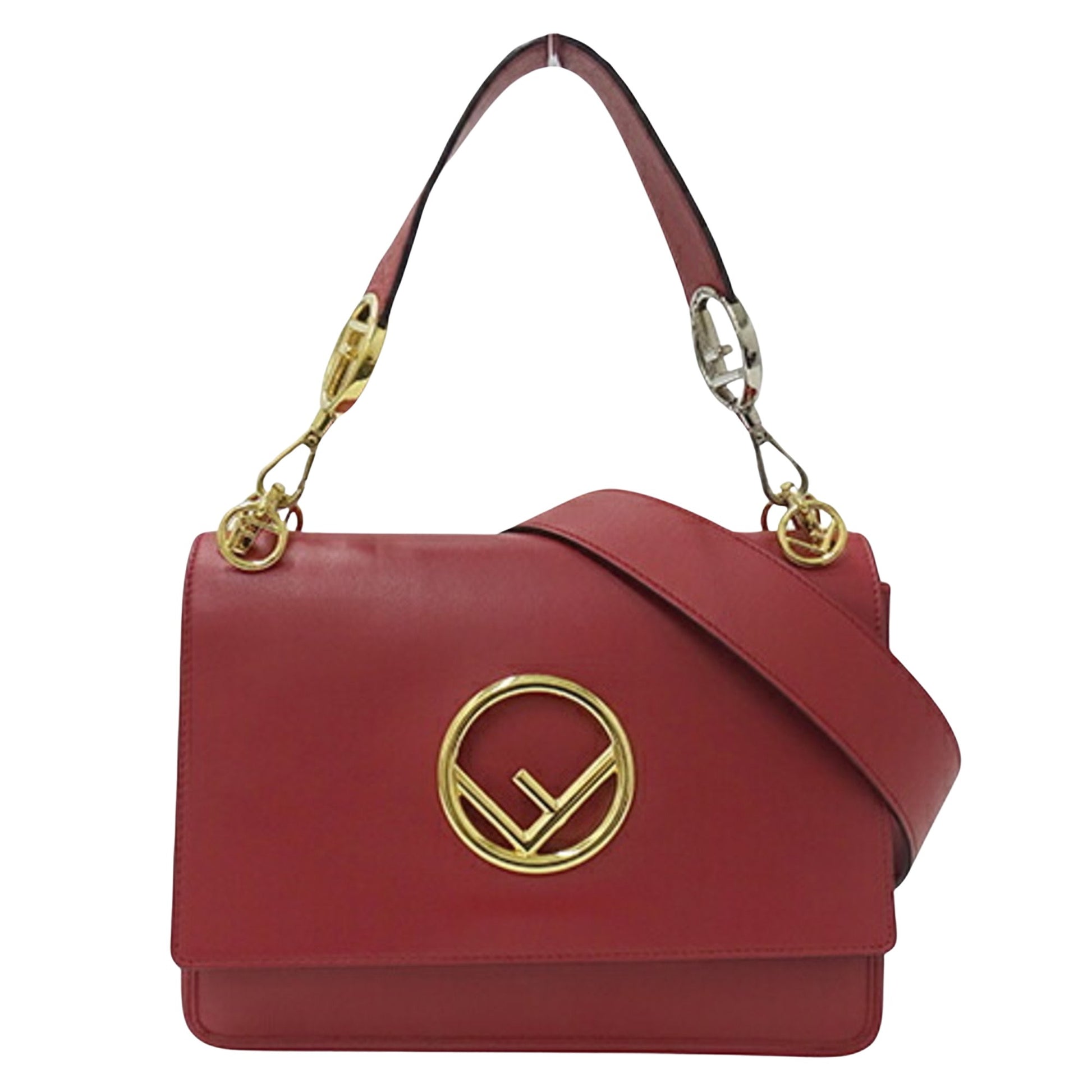 Fendi Kan I Red Leather Handbag 