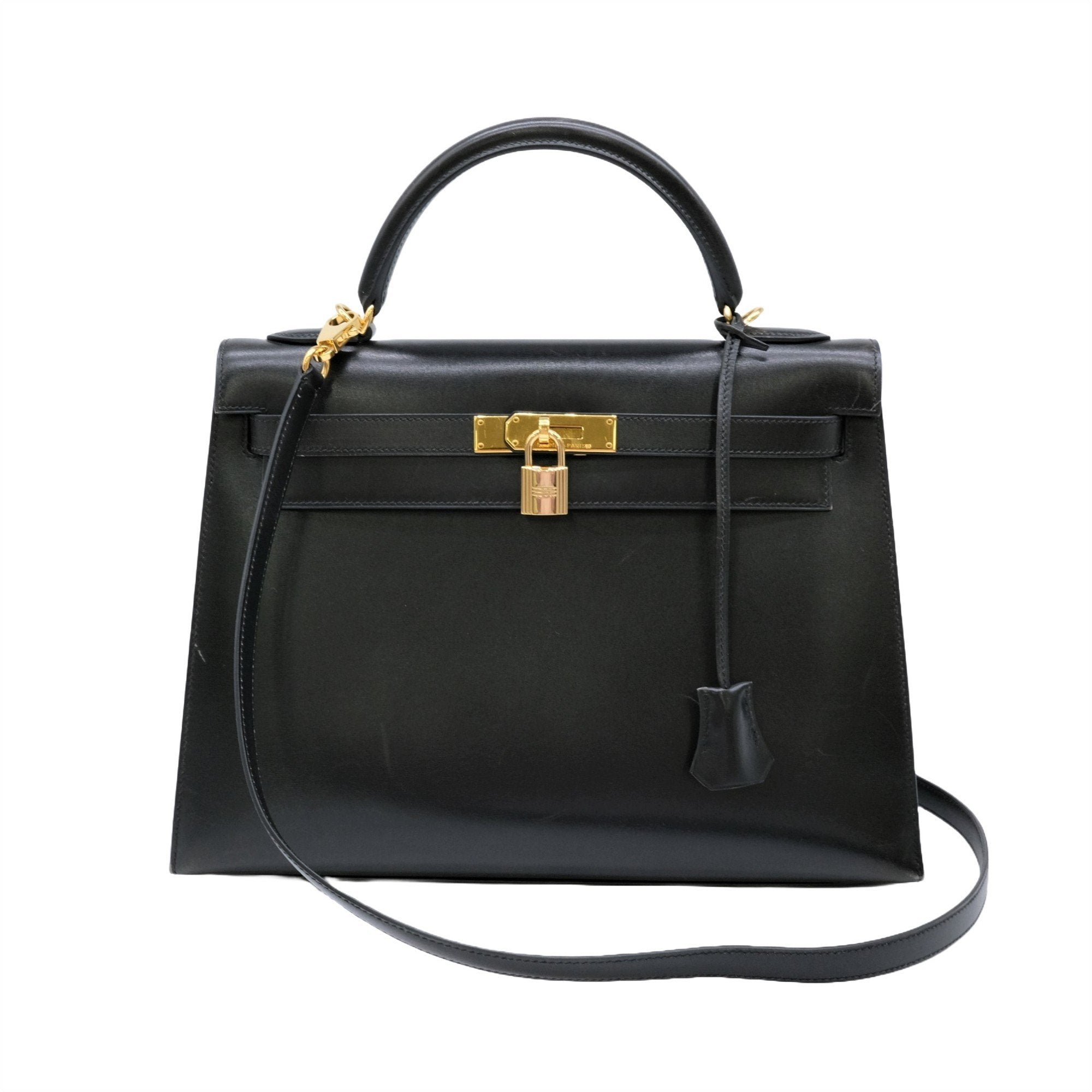 Hermès Kelly 32 Black Calfskin Handbag 