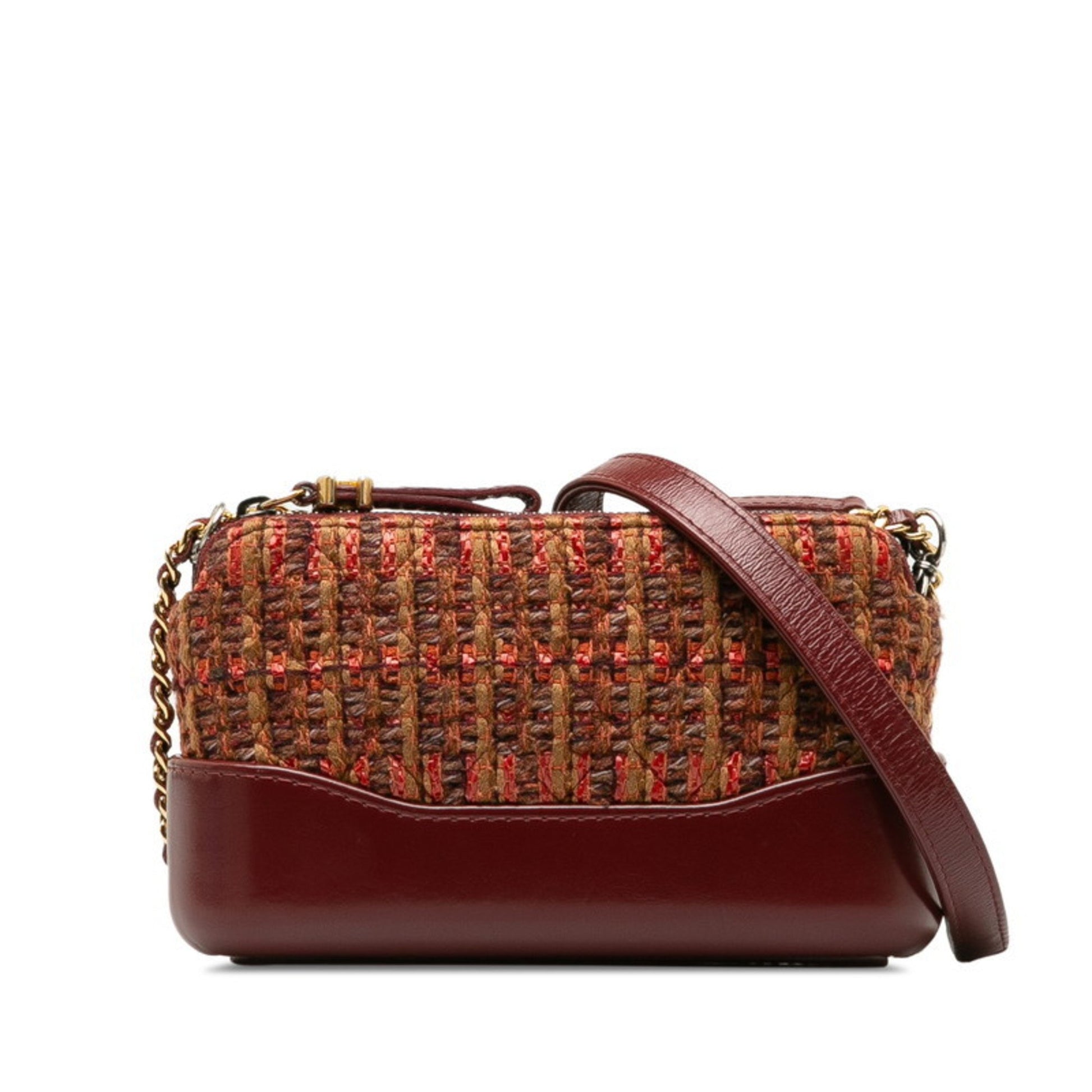 Chanel Gabrielle Burgundy Tweed Shoulder Bag