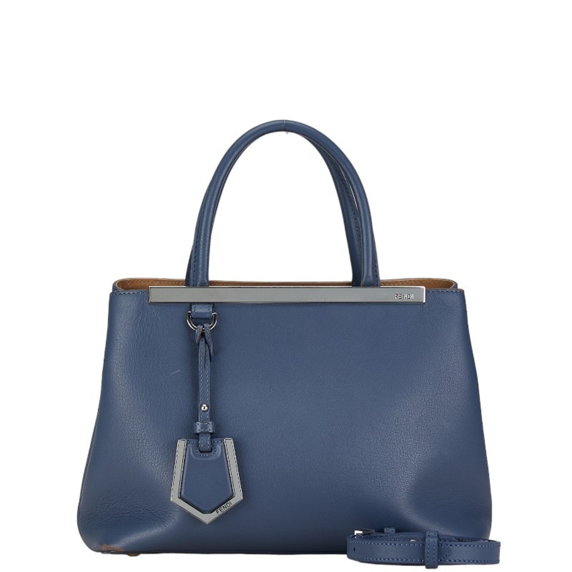 Fendi 2Jours Blue Leather Handbag 