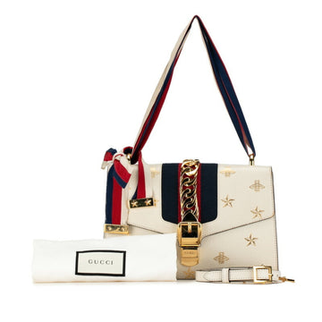 Gucci Sylvie White Leather Handbag 