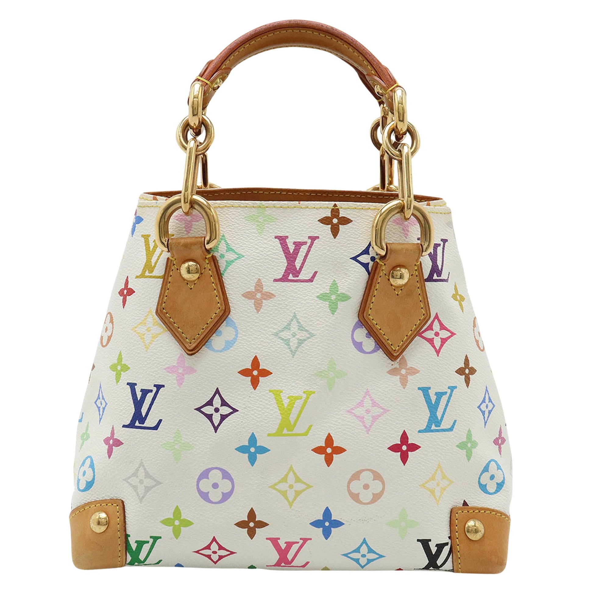 Louis Vuitton Audra White Canvas Handbag 