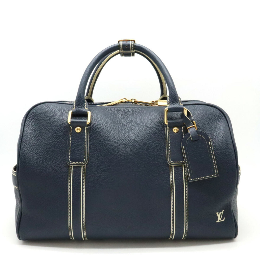 Louis Vuitton Carryall Navy Leather Travel Bag