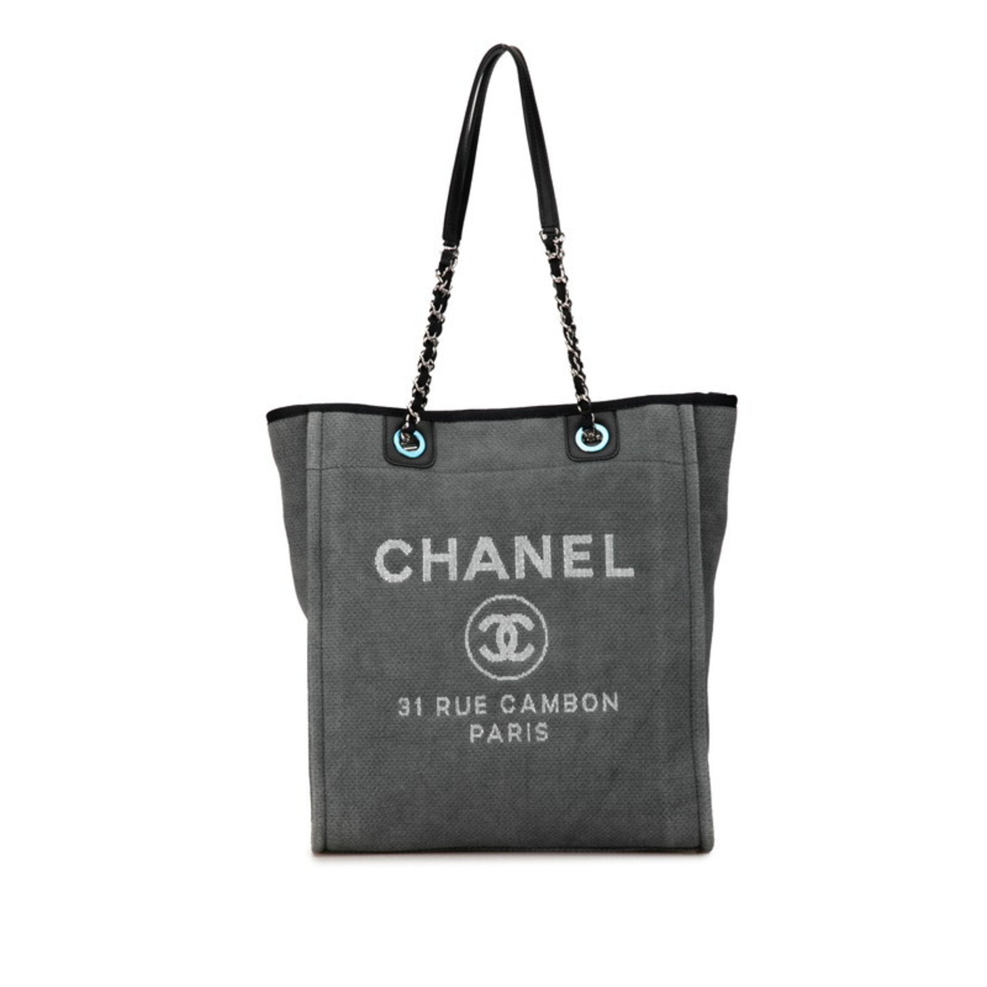 Chanel Deauville Grey Canvas Tote Bag