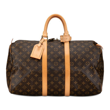 Louis Vuitton Keepall 45 Brown Leather Travel Bag