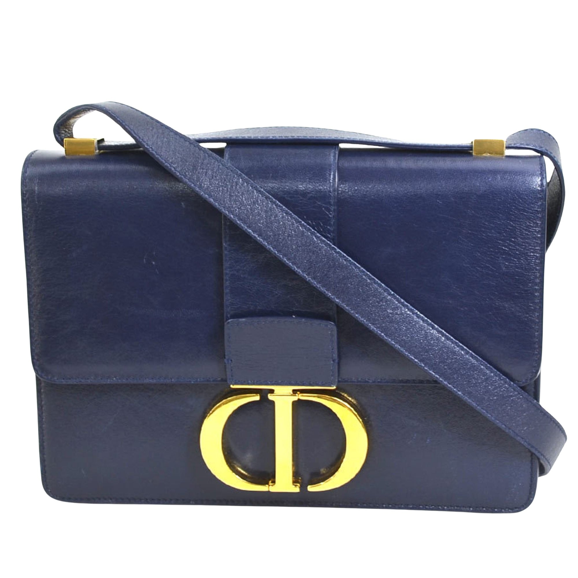 Dior 30 Montaigne Navy Leather Shoulder Bag