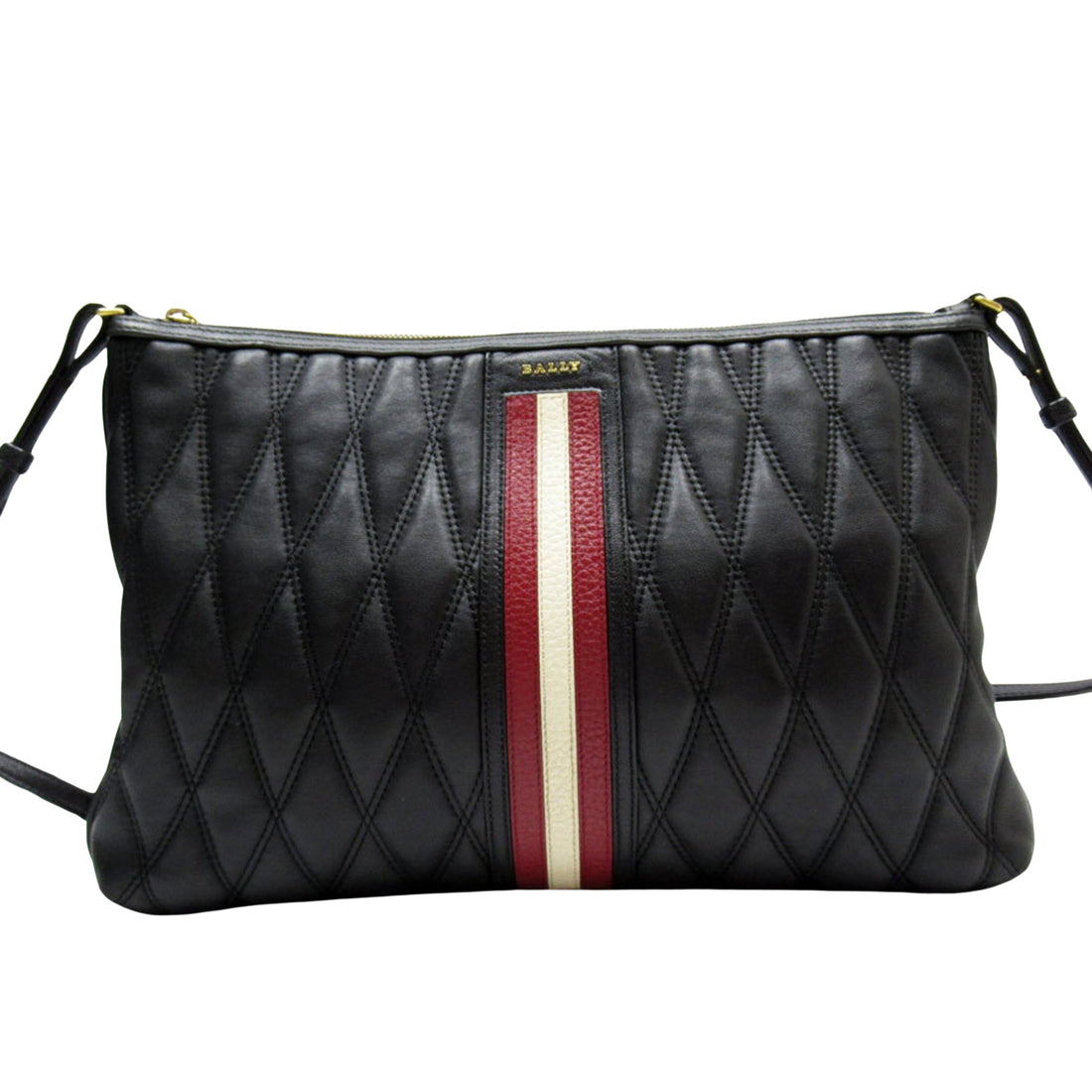 Bally Stripe Black Leather Shoulder Bag