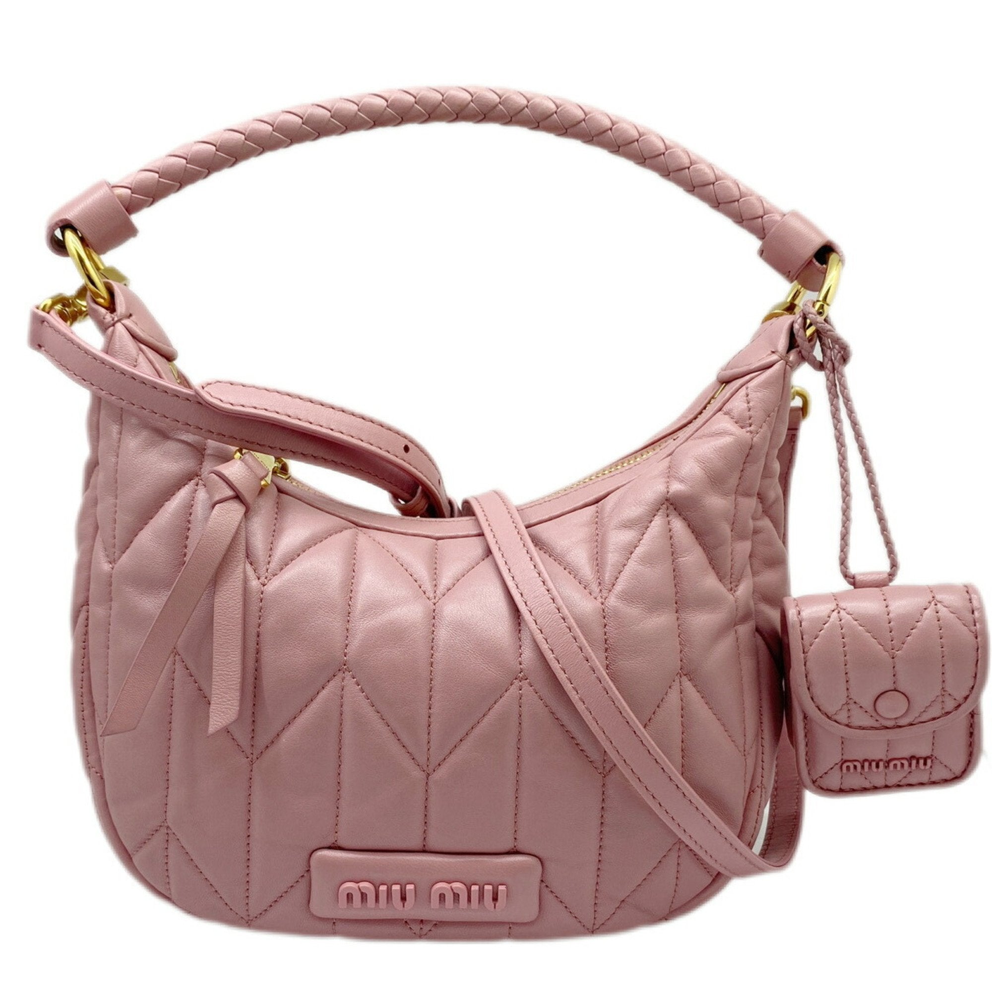 Miu Miu Matelassé Pink Leather Handbag 