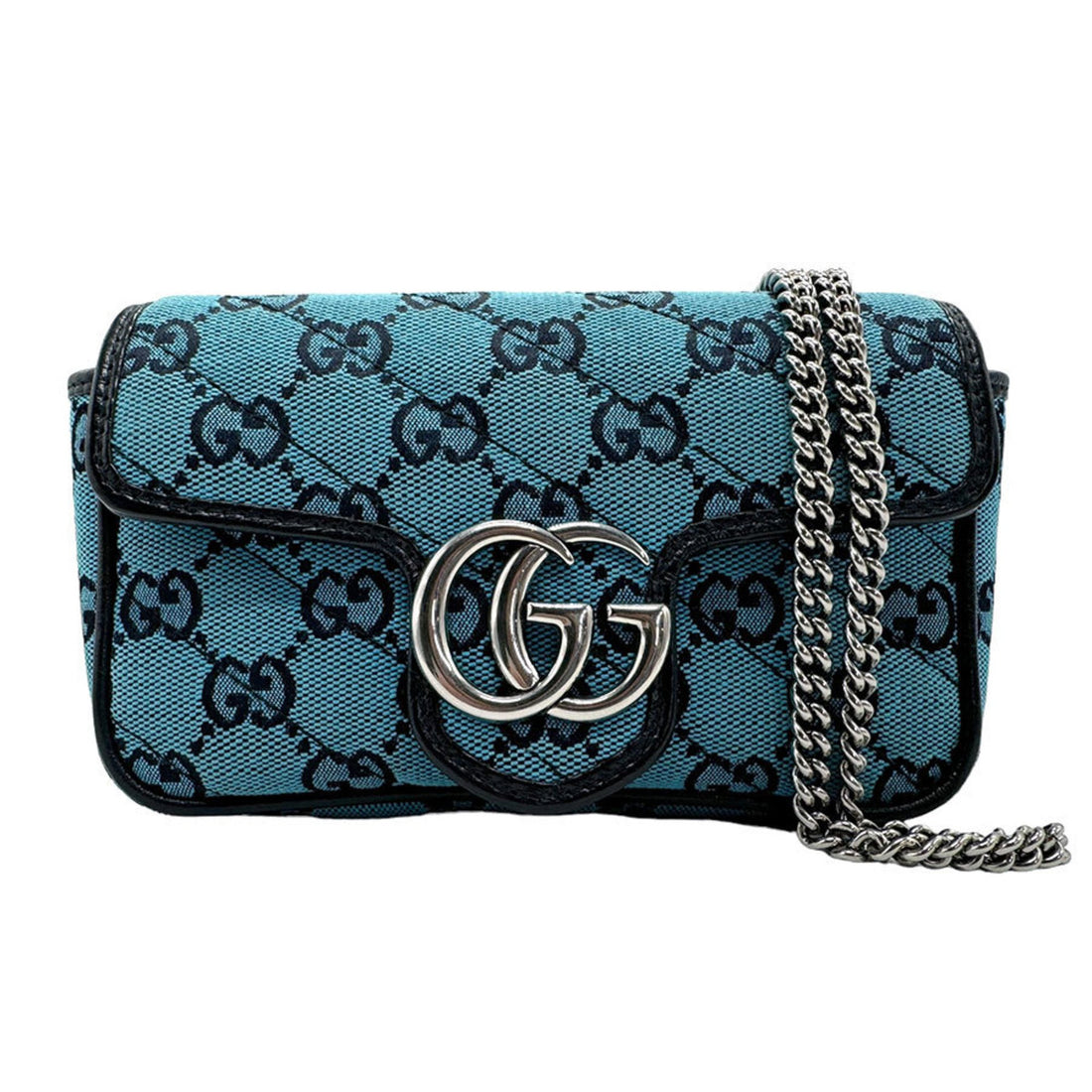 Gucci GG Marmont Blue Canvas Shoulder Bag