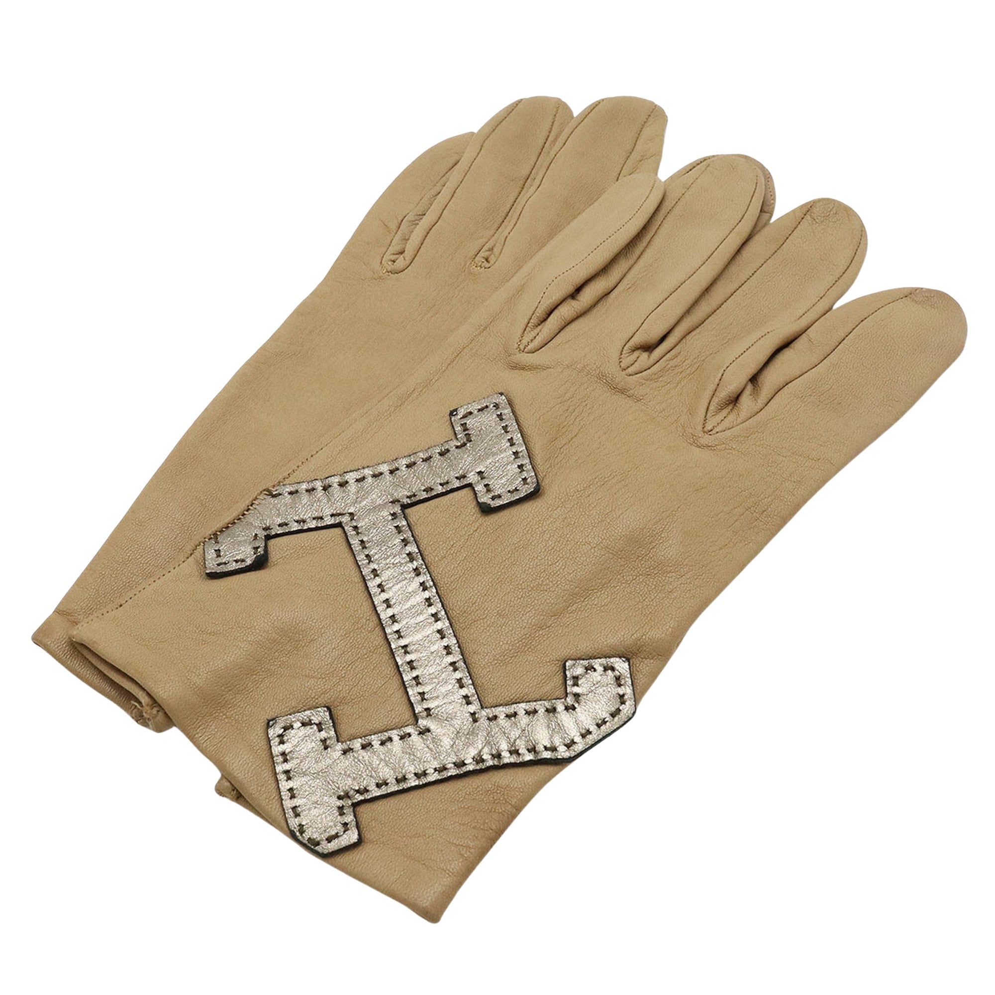 Hermès Beige Leather Gloves 