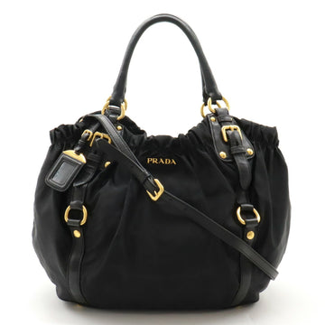 Prada Jacquard Black Synthetic Tote Bag