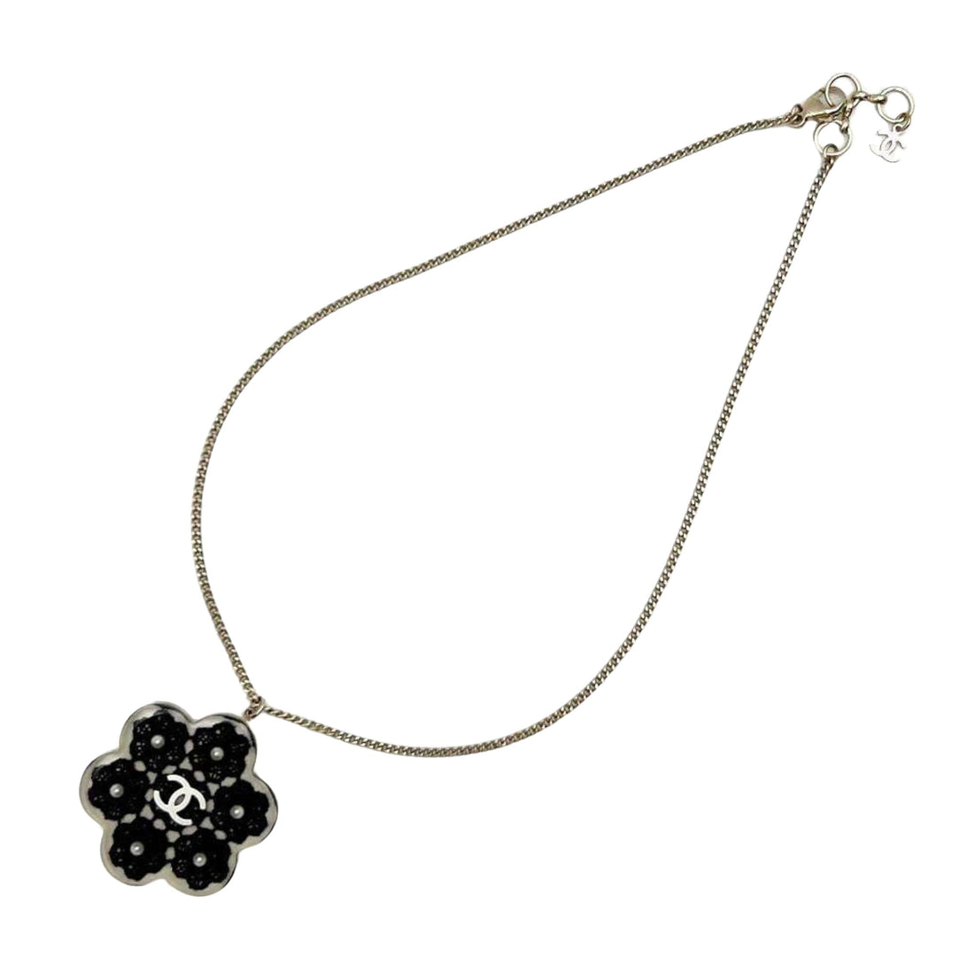 Chanel Camellia Black Metal Necklace 