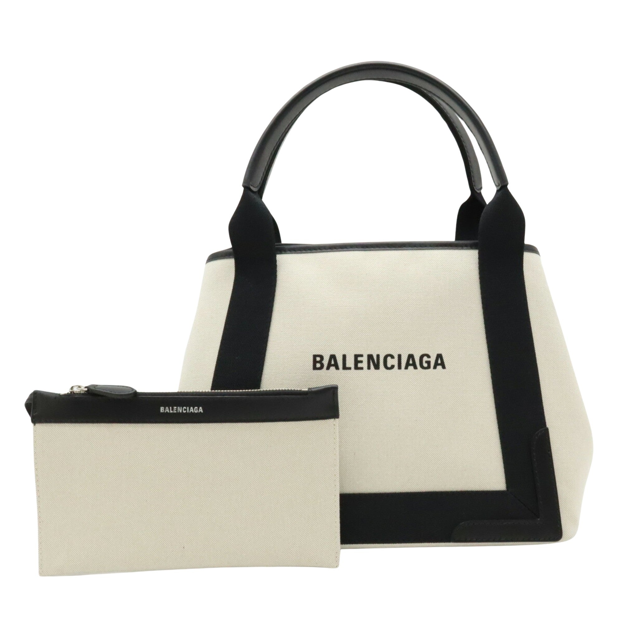 Balenciaga Navy Cabas Black Canvas Tote Bag