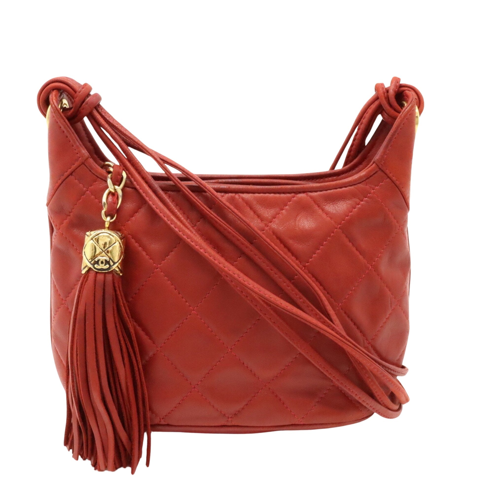 Chanel Matelassé Red Leather Shoulder Bag