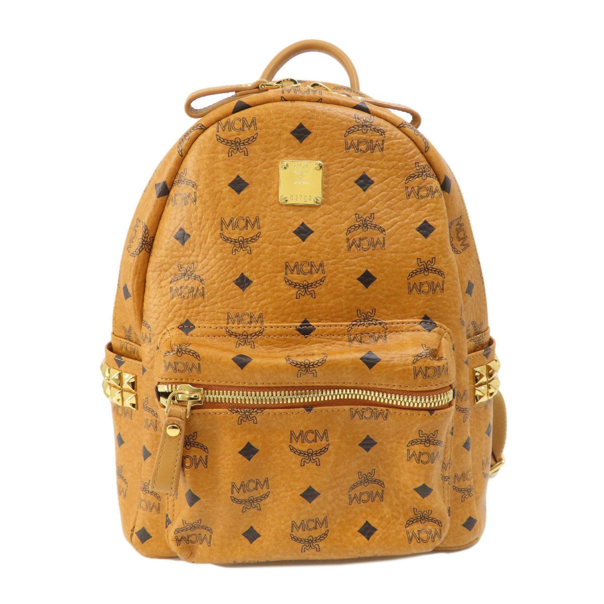 MCM Visetos Brown Canvas Backpack Bag