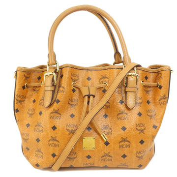 MCM Visetos Brown Leather Tote Bag