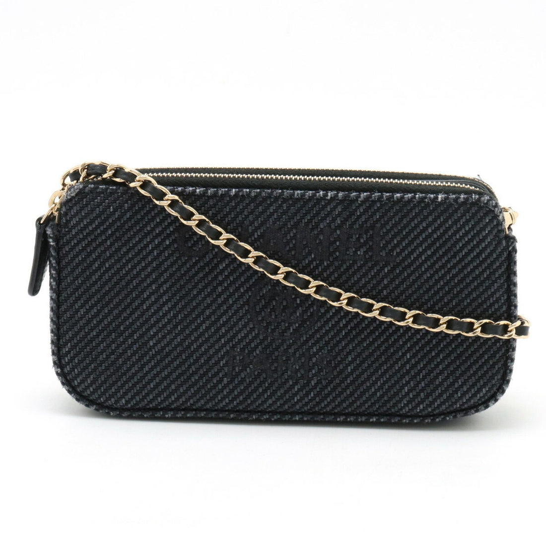 Chanel Deauville Navy Canvas Clutch Bag