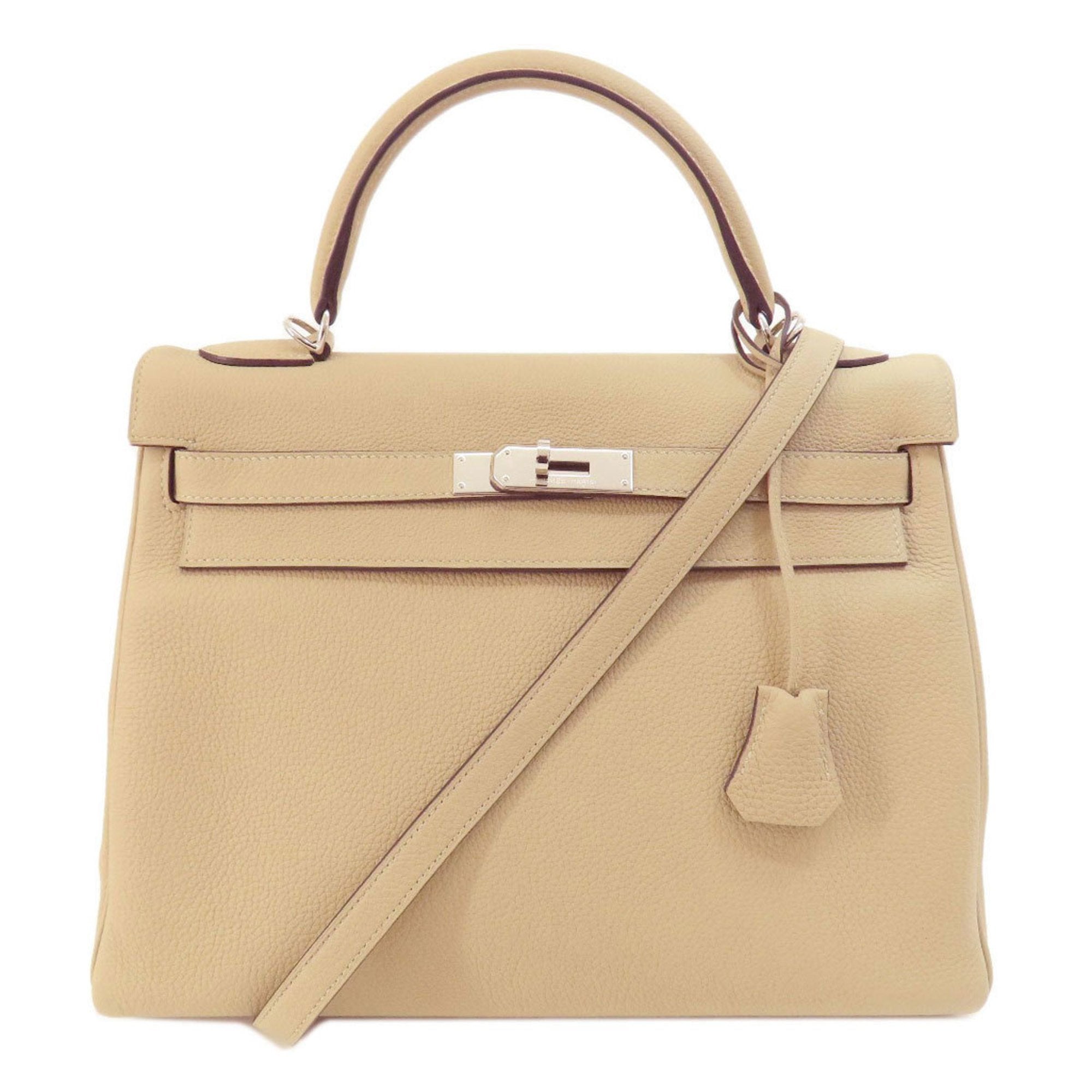 Hermès Kelly 32 Beige Leather Handbag 