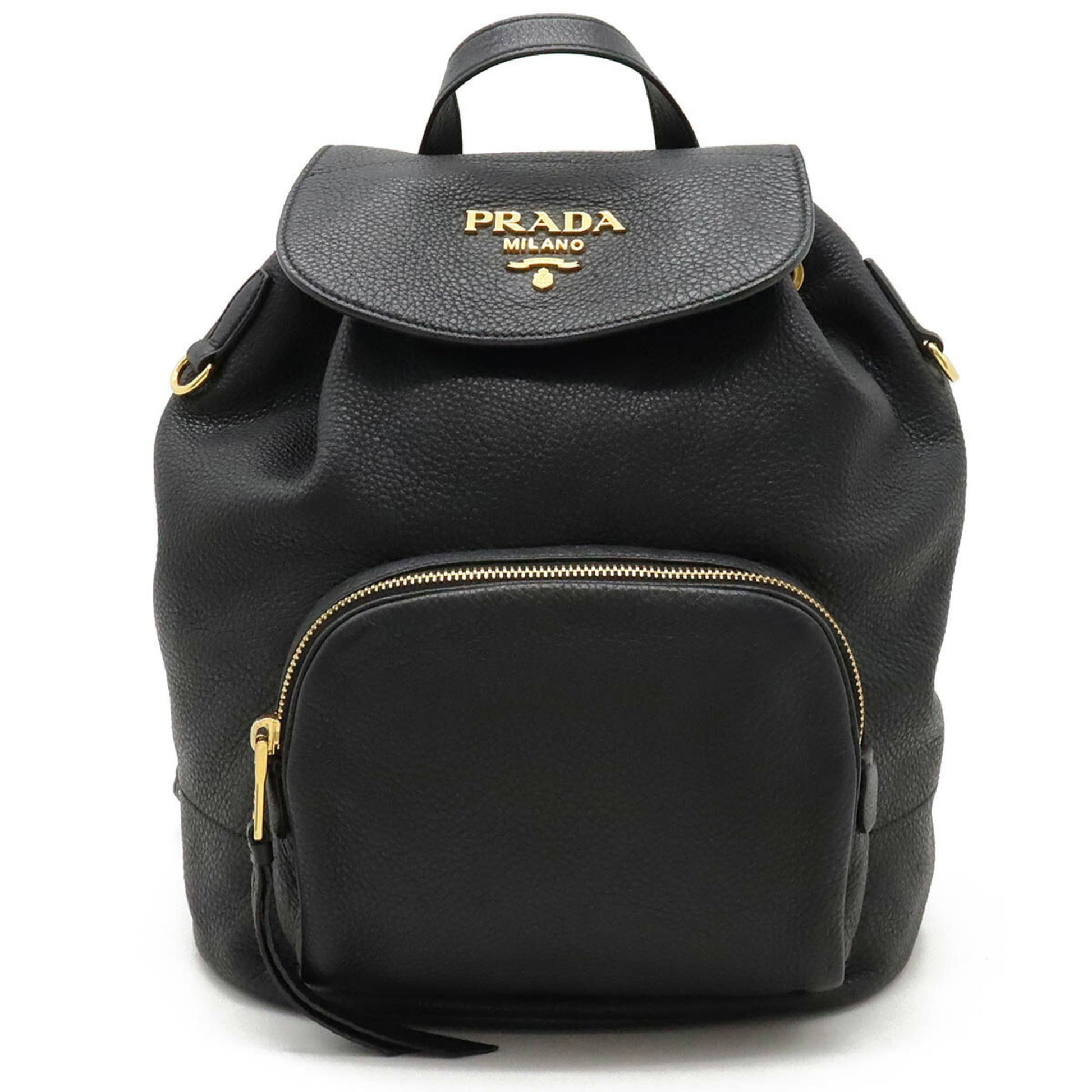 Prada Rucksack Enamel Black Leather Backpack Bag