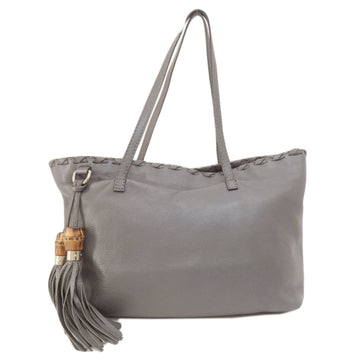 Gucci Bamboo Grey Leather Tote Bag