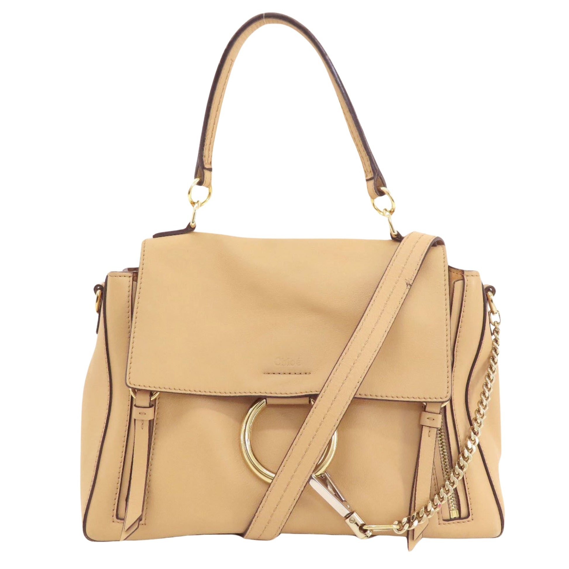 Chloé Faye Day Beige Leather Handbag 