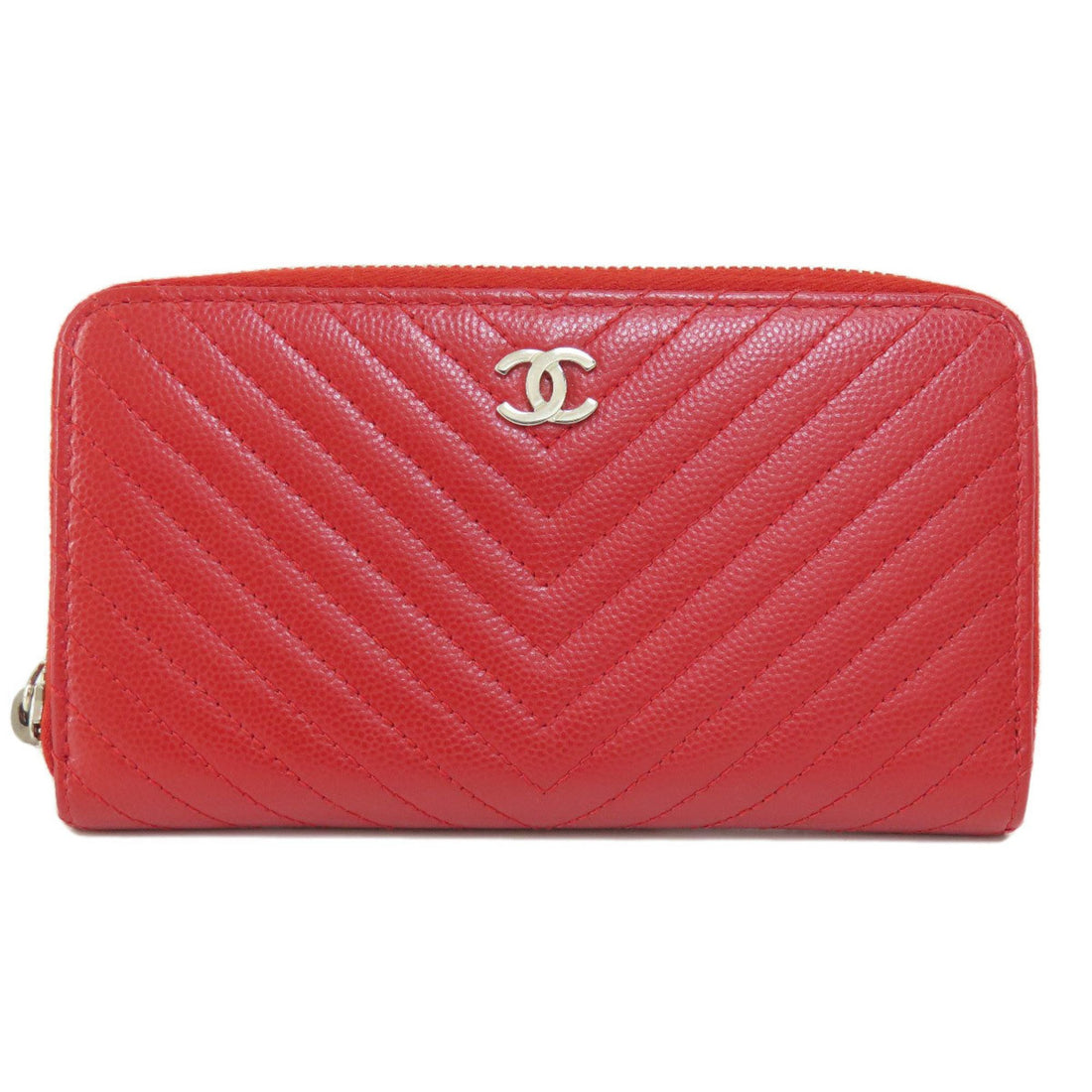 Chanel V-Stich Red Leather Wallet 